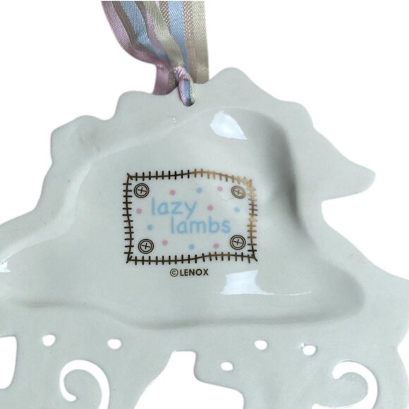 Lenox Lazy Lambs Sleepy Time Porcelain Wall Plaque w/ Box & Tag - Picture 5 of 6